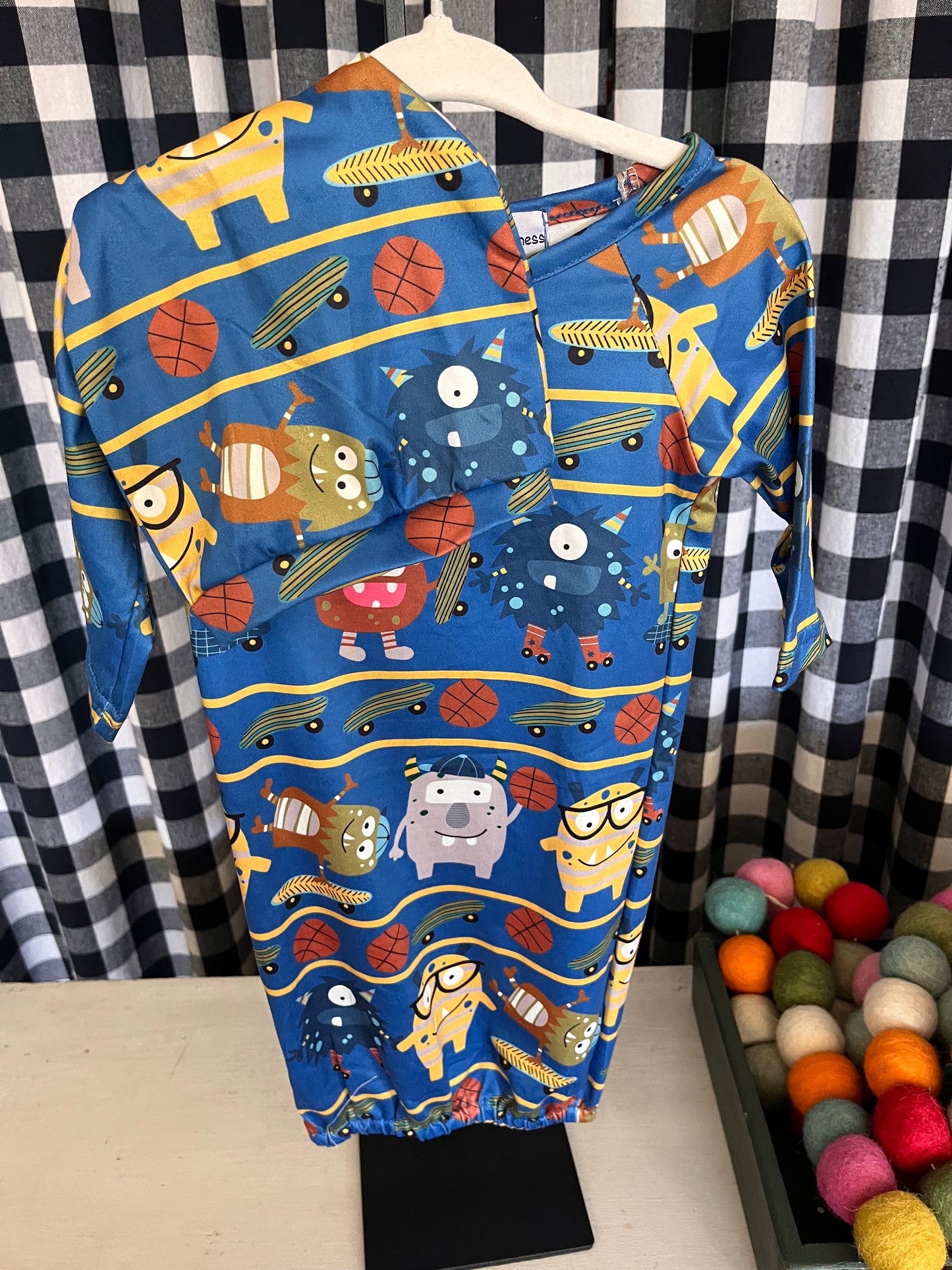 Newborn Gown- Friendly Monsters