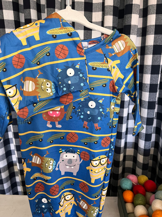 Newborn Gown- Friendly Monsters