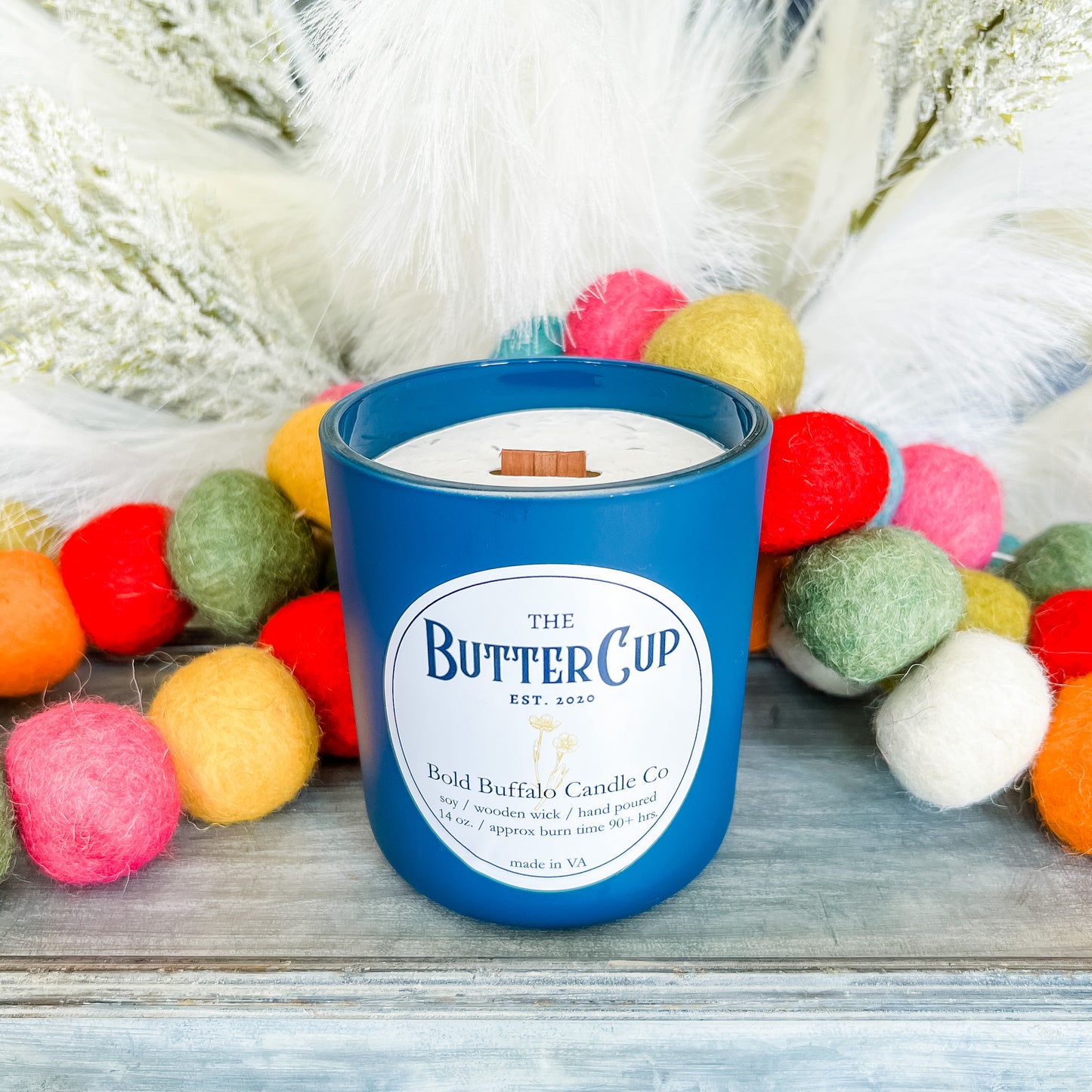 14oz ButterCup Wooden Wick Soy Candle